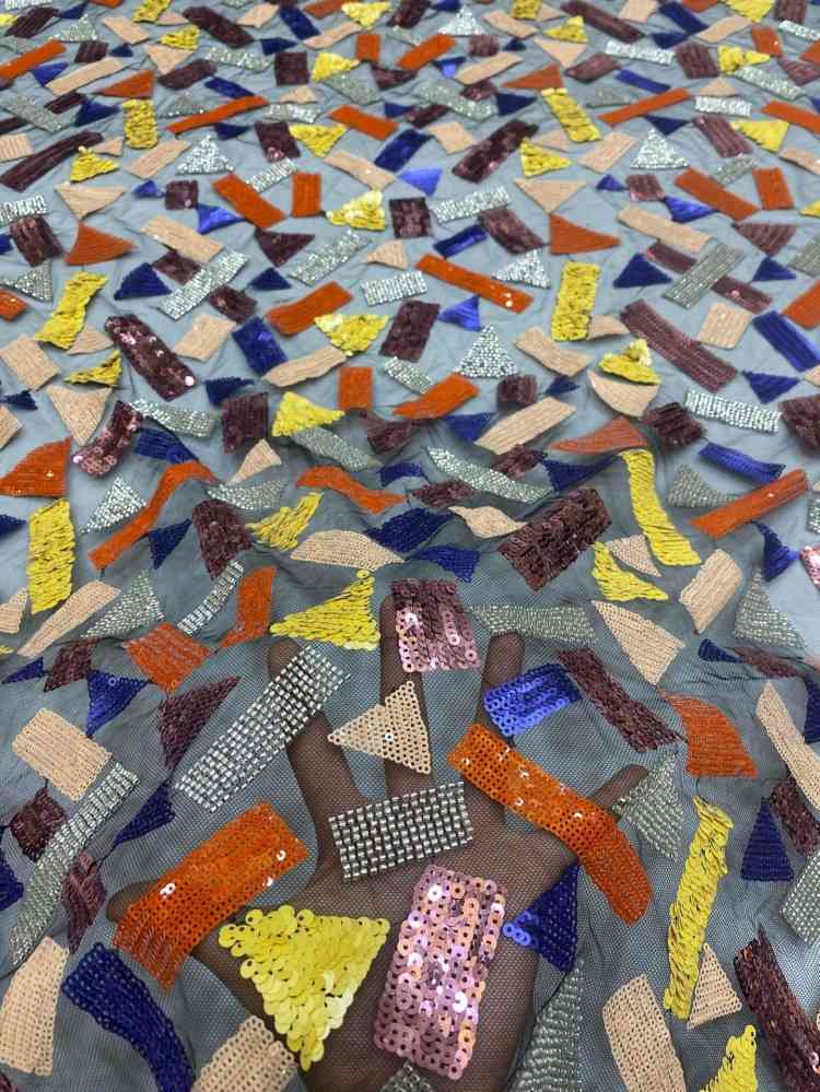 1 Yard 5 Yards Multi-Color Sequined Beaded Embroidered Lace Material Fabric TDD431