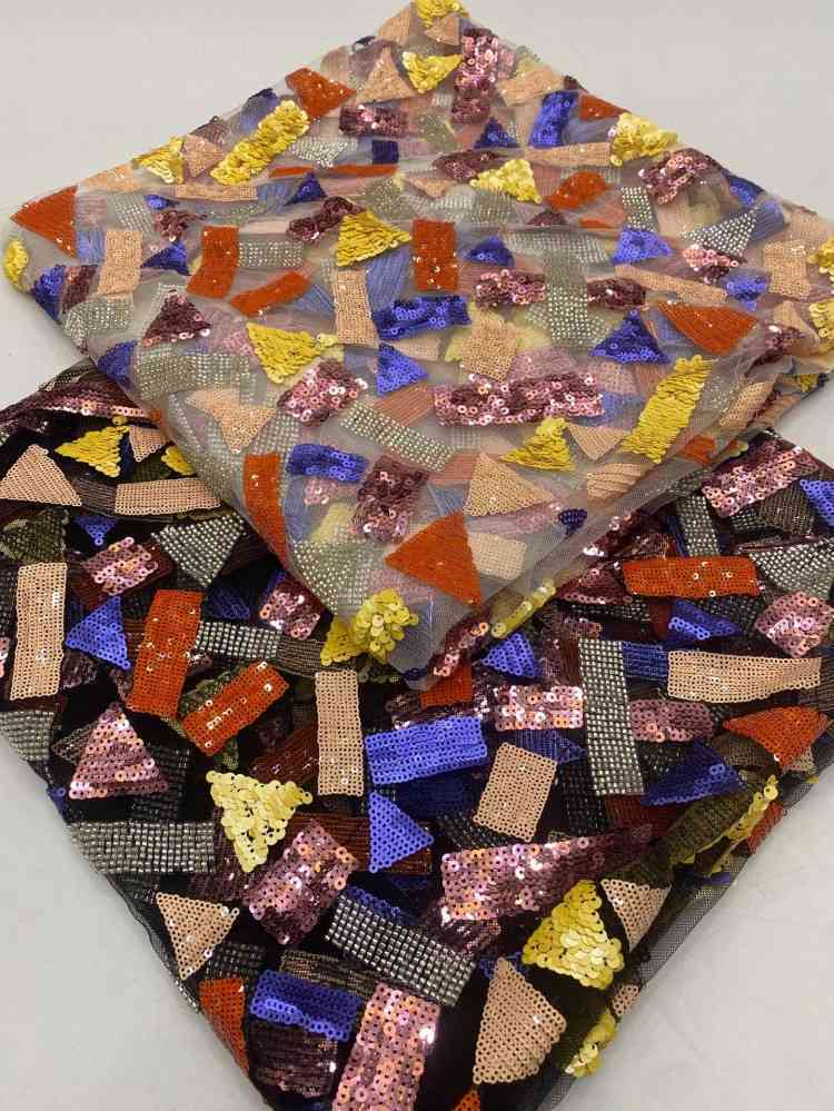 1 Yard 5 Yards Multi-Color Sequined Beaded Embroidered Lace Material Fabric TDD431