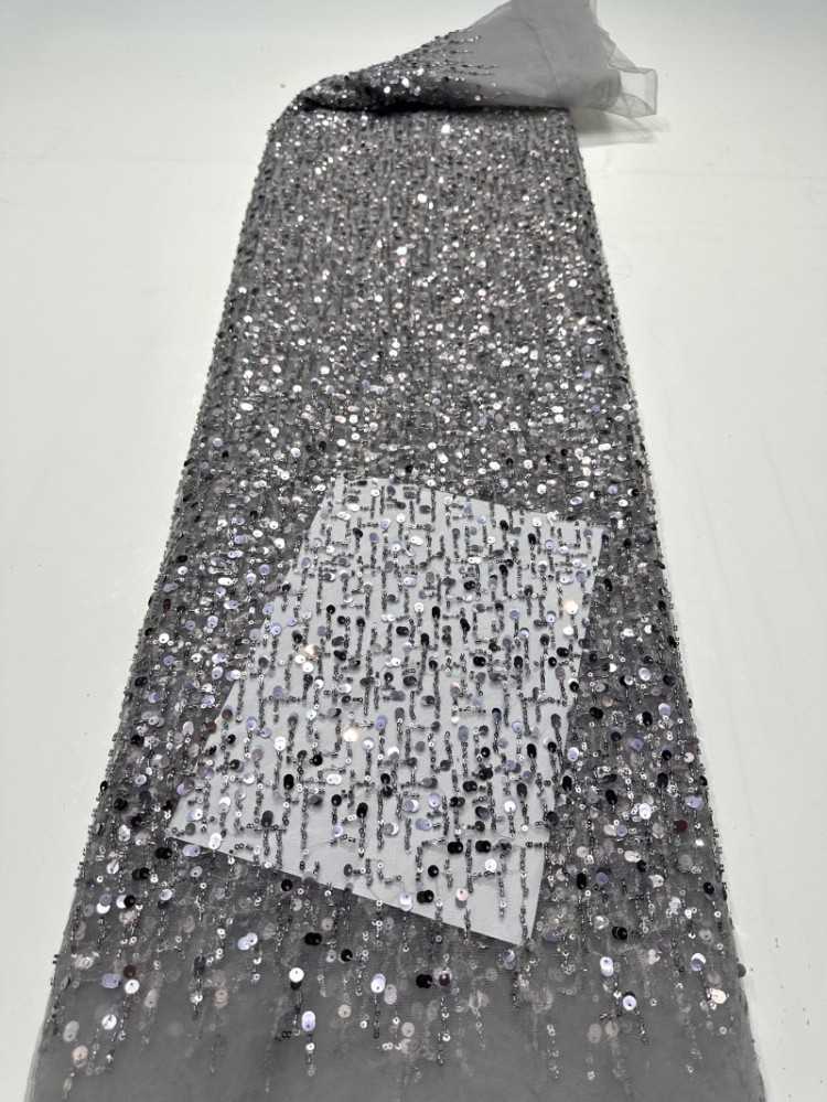 1 Yard Sequined Beaded Lace Material Fabric