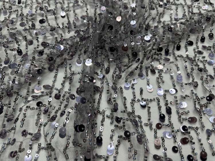 1 Yard Sequined Beaded Lace Material Fabric