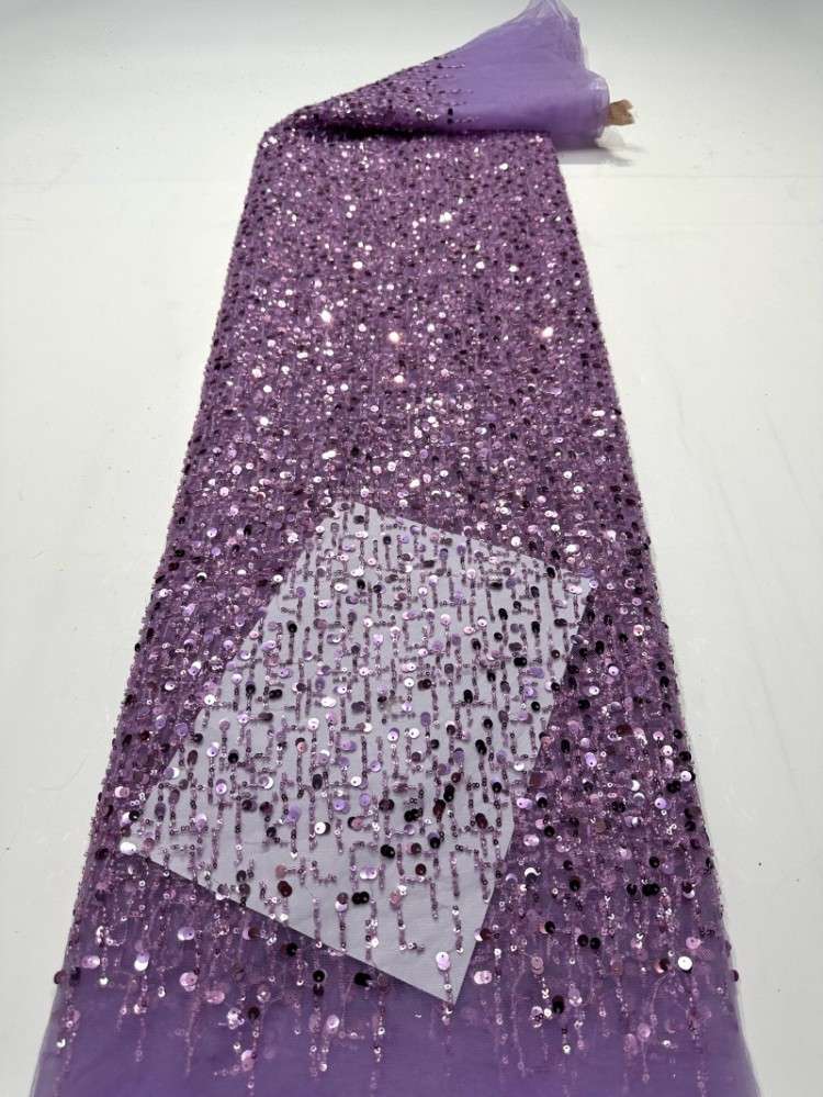 1 Yard Sequined Beaded Lace Material Fabric