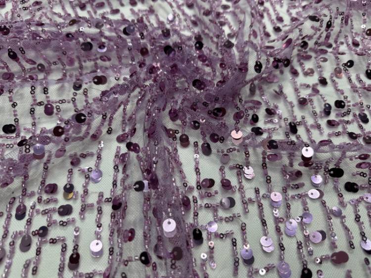 1 Yard Sequined Beaded Lace Material Fabric