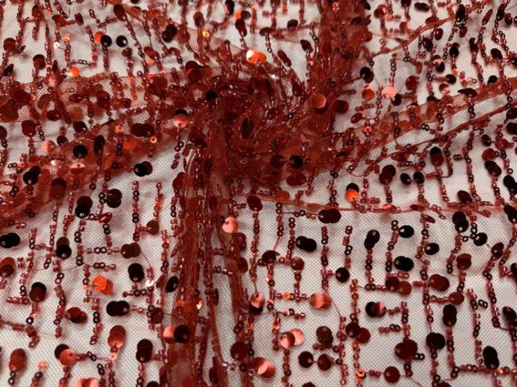 1 Yard Sequined Beaded Lace Material Fabric