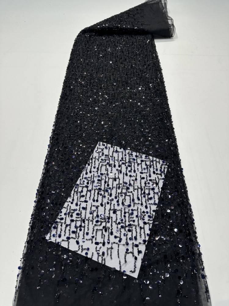 1 Yard Sequined Beaded Lace Material Fabric
