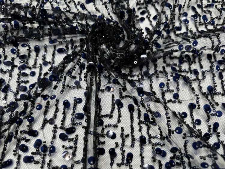 1 Yard Sequined Beaded Lace Material Fabric