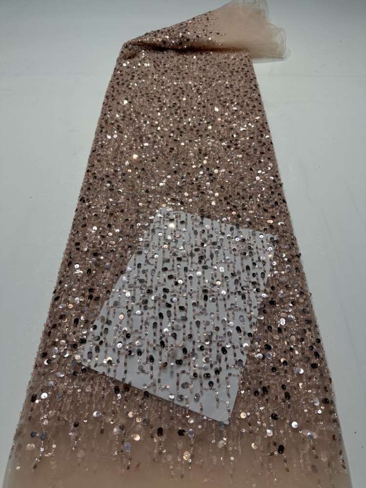 1 Yard Sequined Beaded Lace Material Fabric