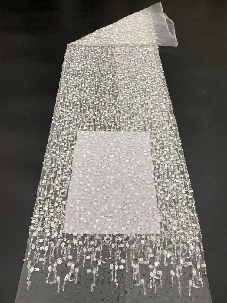 1 Yard Sequined Beaded Lace Material Fabric