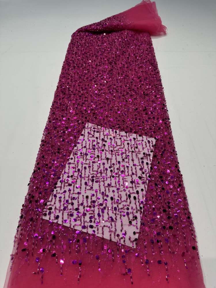 1 Yard 5 Yards Multi-Color Sequined Beaded Embroidered Lace Material Fabric TDD433