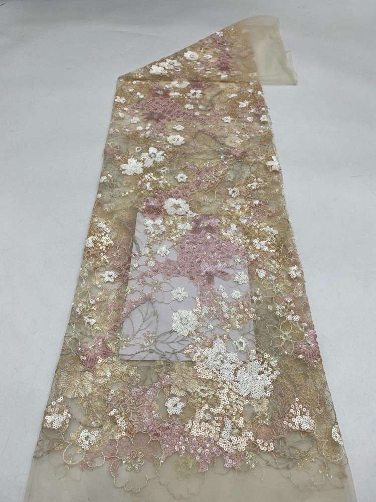 1 Yard 5 Yards Multi-Color Sequined Beaded Embroidered Lace Material Fabric TDD434