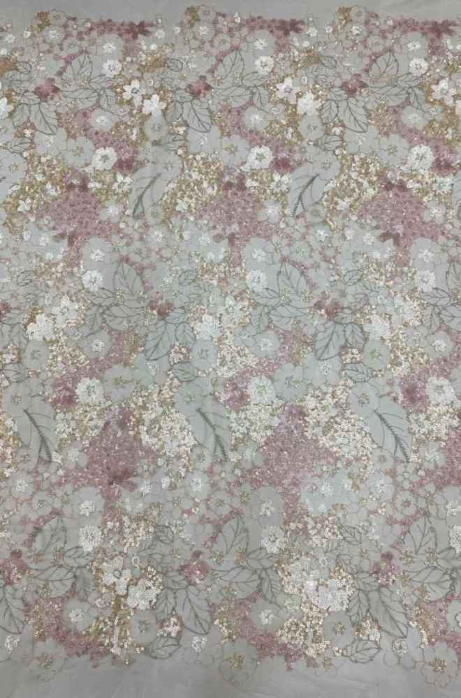 1 Yard 5 Yards Multi-Color Sequined Beaded Embroidered Lace Material Fabric TDD434