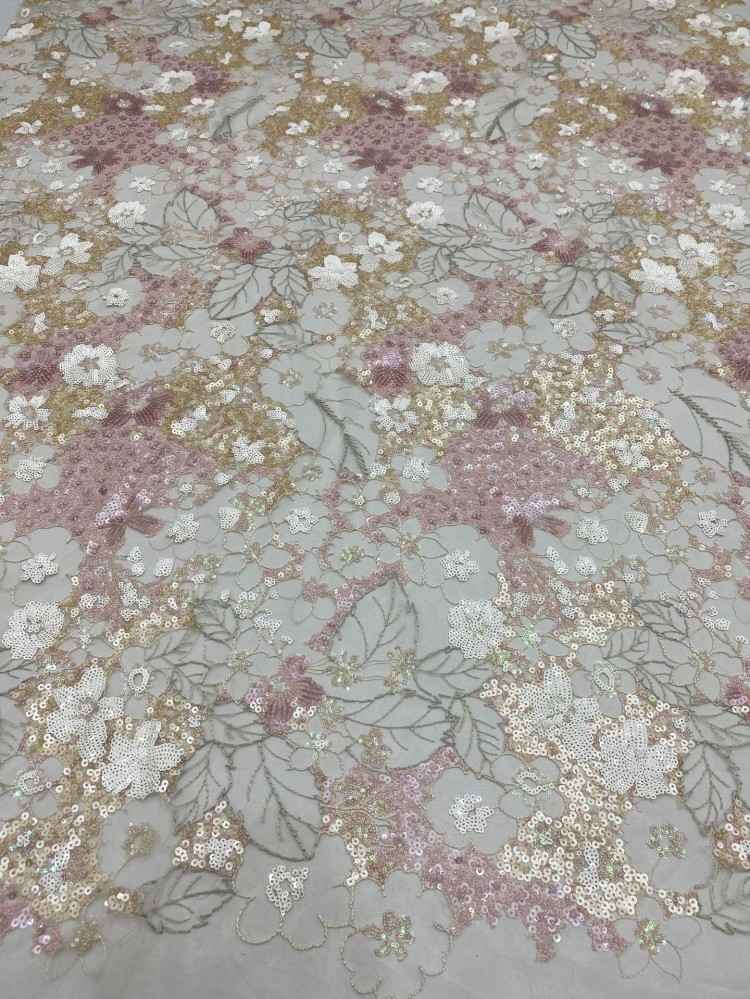 1 Yard 5 Yards Multi-Color Sequined Beaded Embroidered Lace Material Fabric TDD434