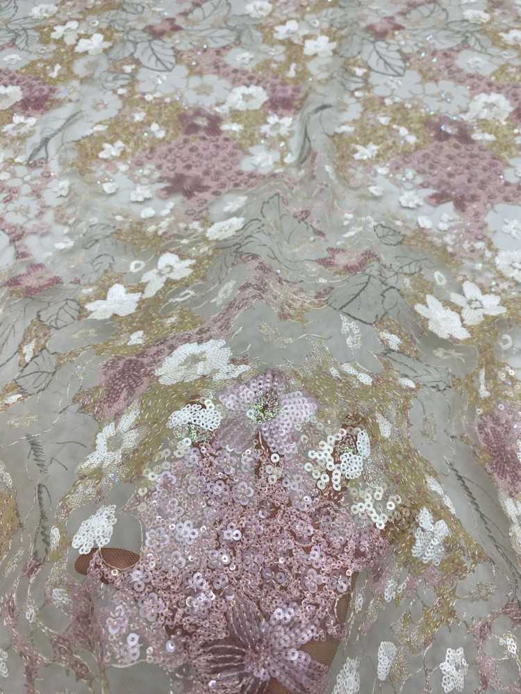 1 Yard 5 Yards Multi-Color Sequined Beaded Embroidered Lace Material Fabric TDD434