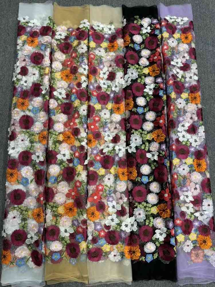 1 Yard 5 Yards Multi-Color Sequined Beaded Embroidered Lace Material Fabric TDD436