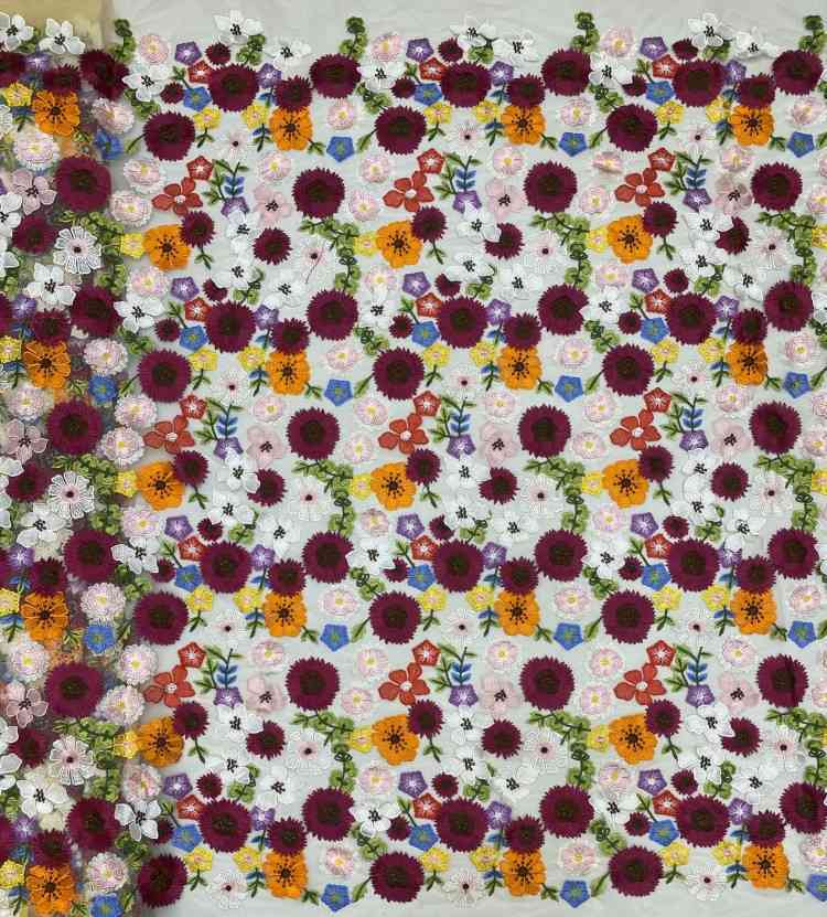 1 Yard 5 Yards Multi-Color Sequined Beaded Embroidered Lace Material Fabric TDD436