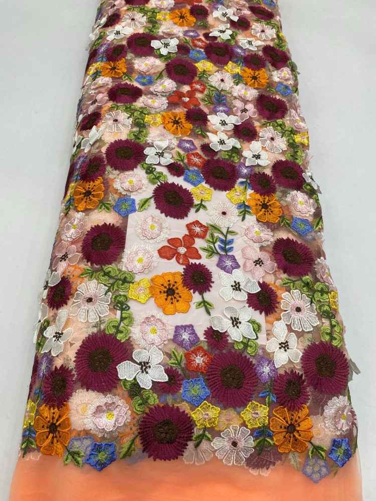 1 Yard 5 Yards Multi-Color Sequined Beaded Embroidered Lace Material Fabric TDD436