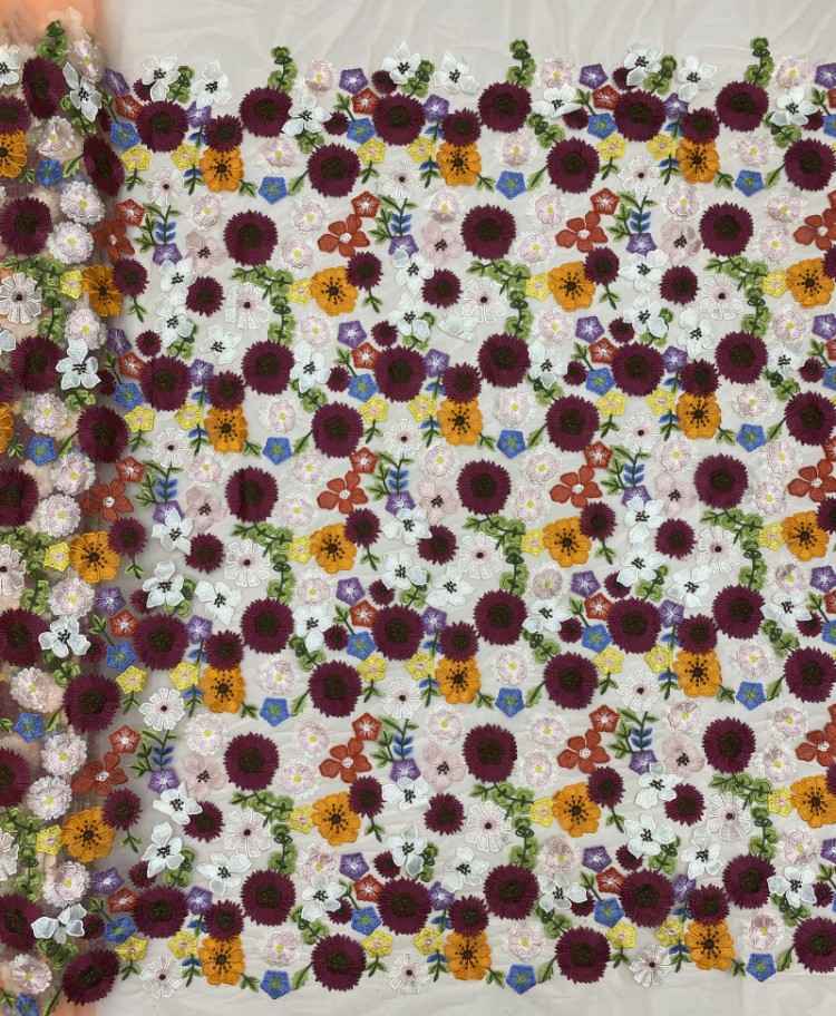 1 Yard 5 Yards Multi-Color Sequined Beaded Embroidered Lace Material Fabric TDD436