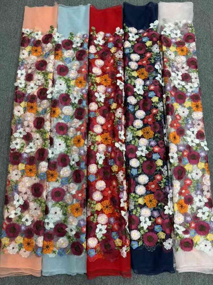 1 Yard 5 Yards Multi-Color Sequined Beaded Embroidered Lace Material Fabric TDD436