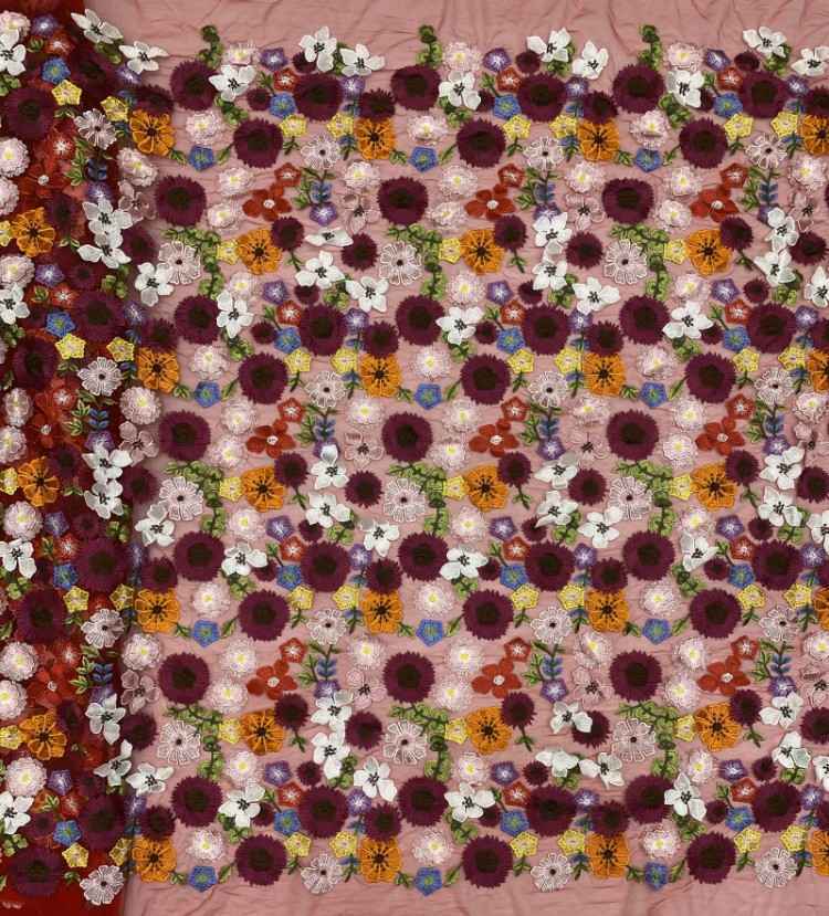 1 Yard 5 Yards Multi-Color Sequined Beaded Embroidered Lace Material Fabric TDD436