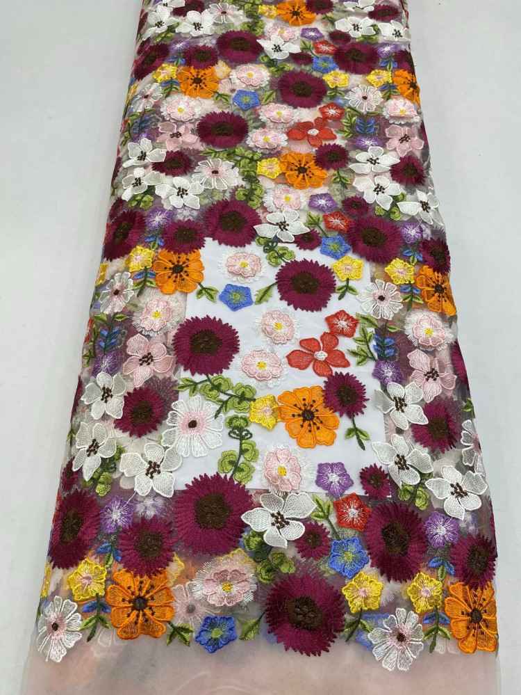 1 Yard 5 Yards Multi-Color Sequined Beaded Embroidered Lace Material Fabric TDD436