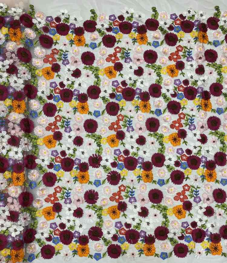 1 Yard 5 Yards Multi-Color Sequined Beaded Embroidered Lace Material Fabric TDD436