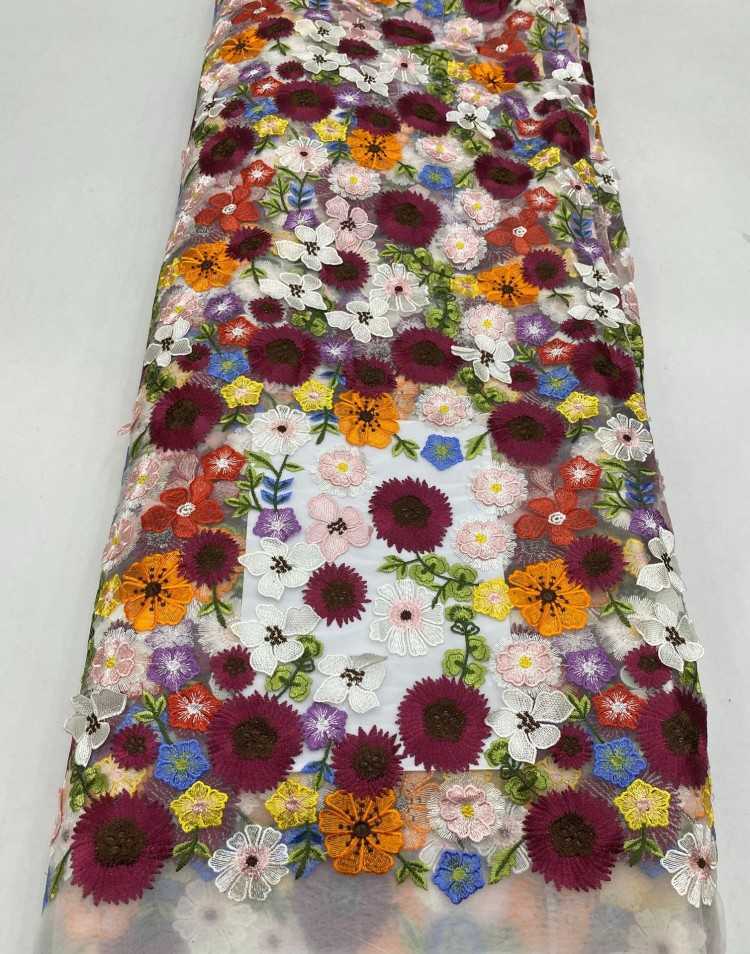 1 Yard 5 Yards Multi-Color Sequined Beaded Embroidered Lace Material Fabric TDD436