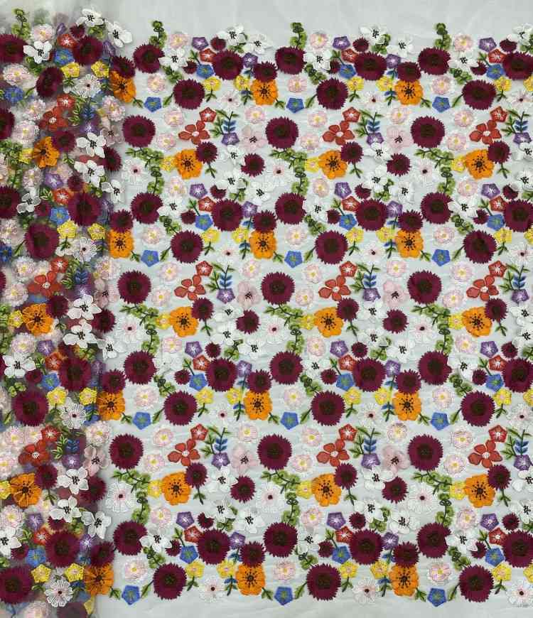 1 Yard 5 Yards Multi-Color Sequined Beaded Embroidered Lace Material Fabric TDD436