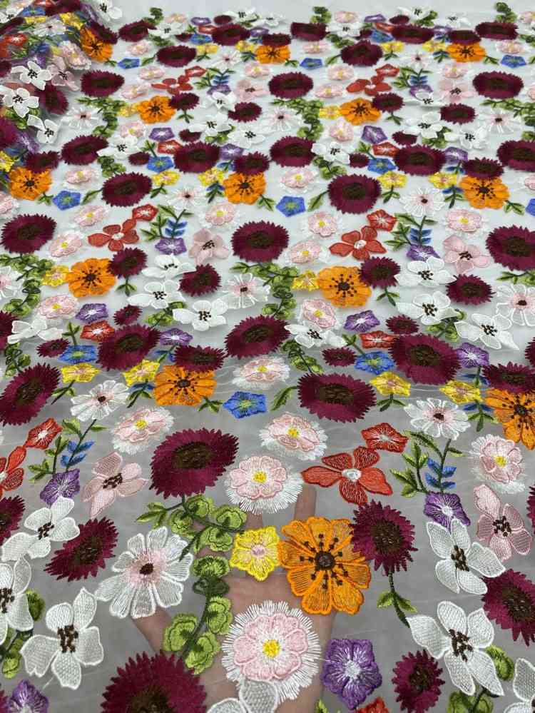 1 Yard 5 Yards Multi-Color Sequined Beaded Embroidered Lace Material Fabric TDD436