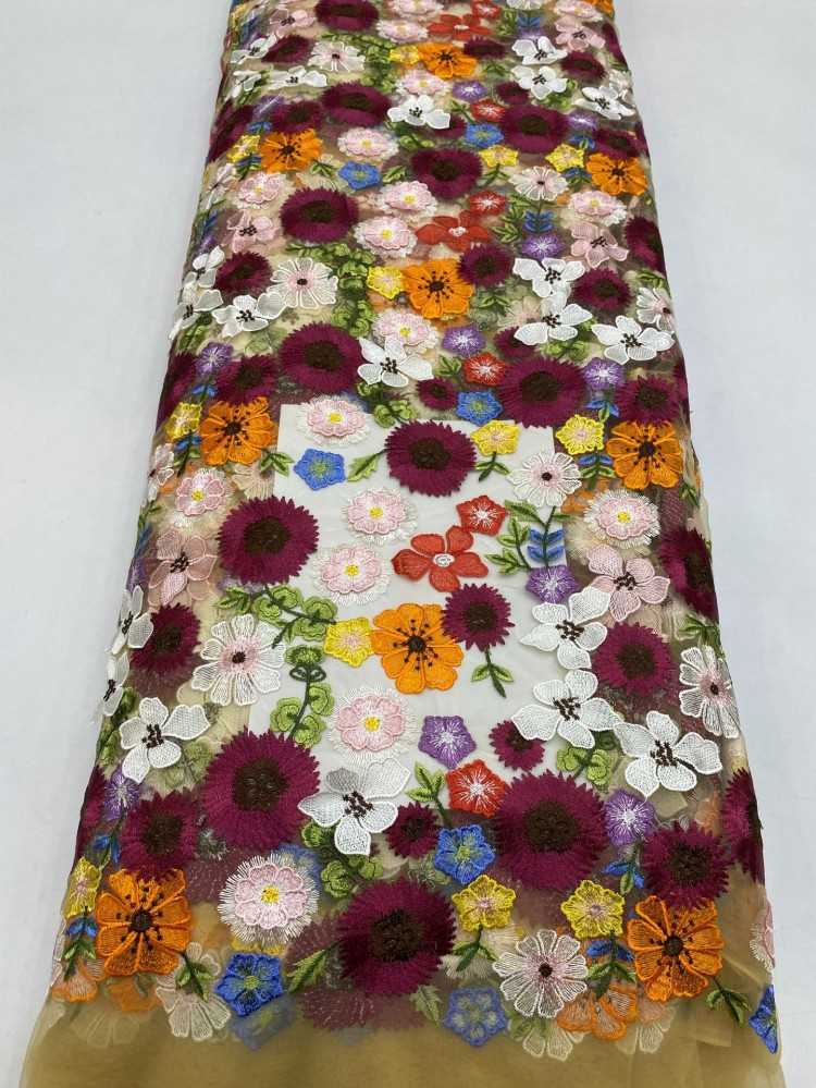 1 Yard 5 Yards Multi-Color Sequined Beaded Embroidered Lace Material Fabric TDD436