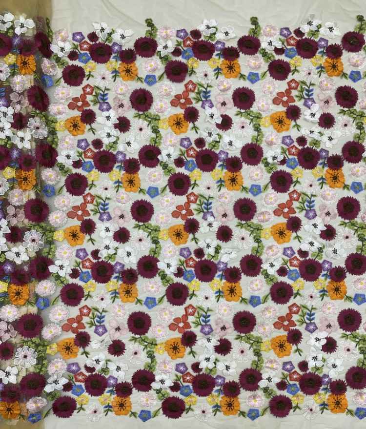 1 Yard 5 Yards Multi-Color Sequined Beaded Embroidered Lace Material Fabric TDD436