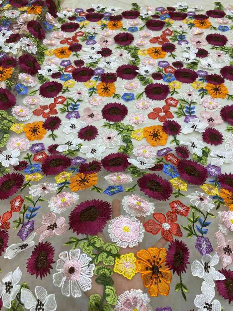 1 Yard 5 Yards Multi-Color Sequined Beaded Embroidered Lace Material Fabric TDD436