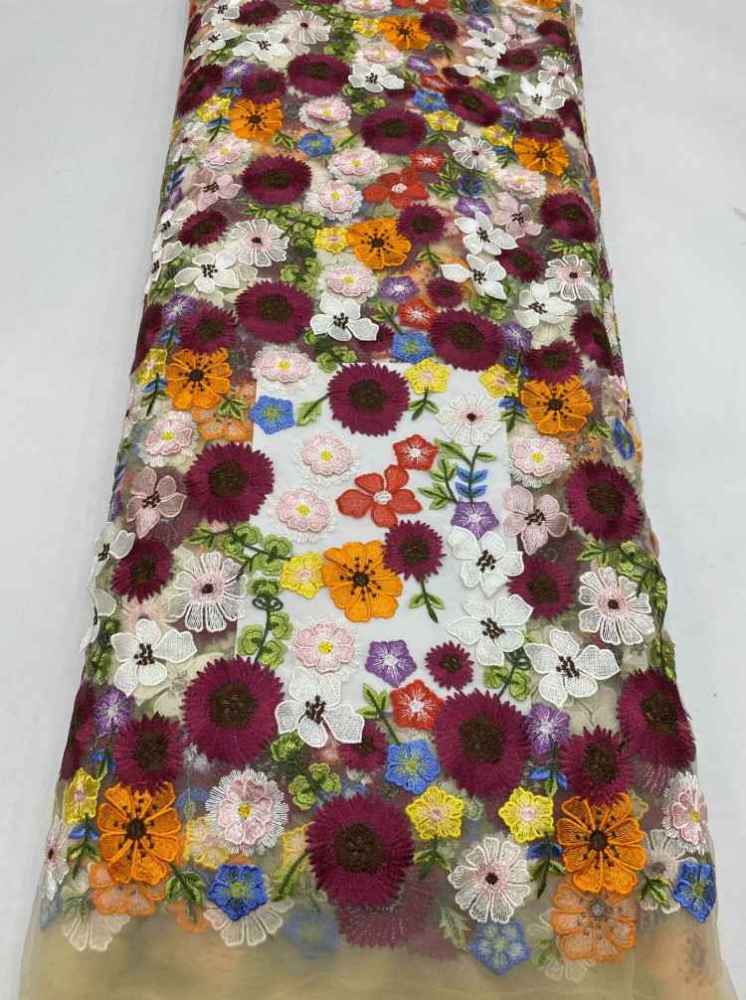 1 Yard 5 Yards Multi-Color Sequined Beaded Embroidered Lace Material Fabric TDD436