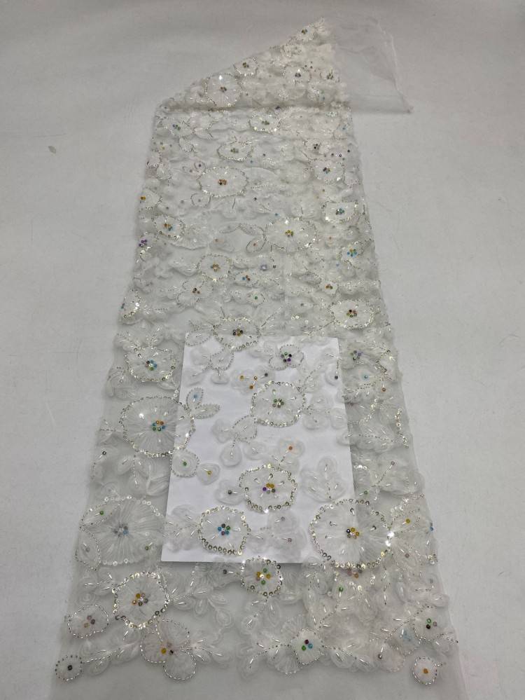 1 Yard 5 Yards Multi-Color Sequined Beaded Embroidered Lace Material Fabric TDD438
