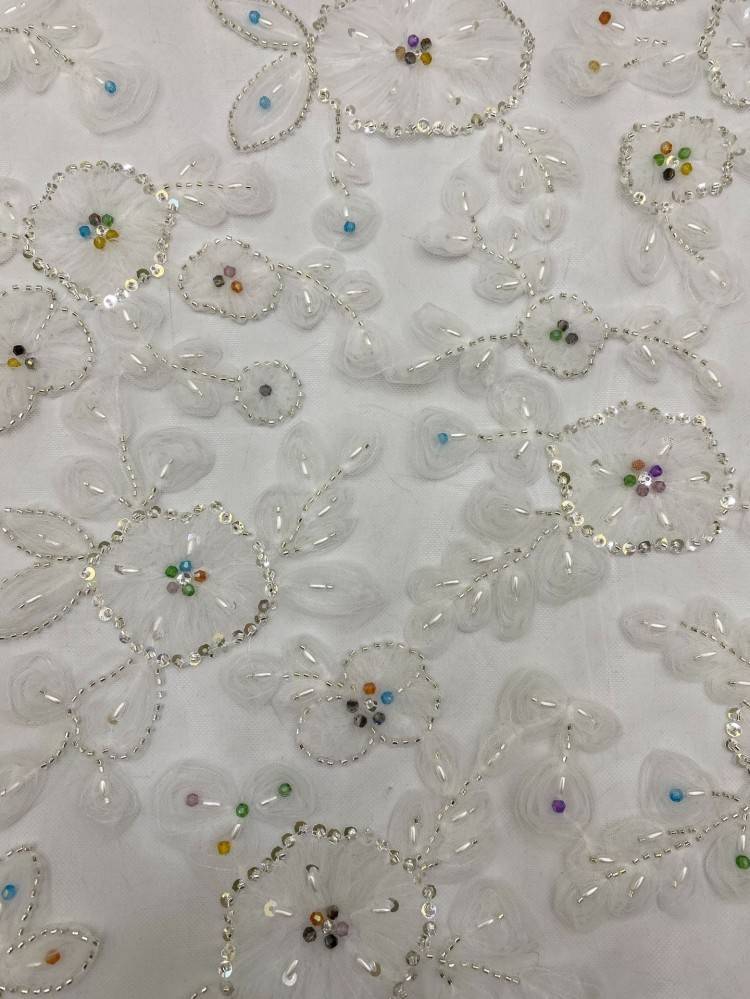 1 Yard 5 Yards Multi-Color Sequined Beaded Embroidered Lace Material Fabric TDD438