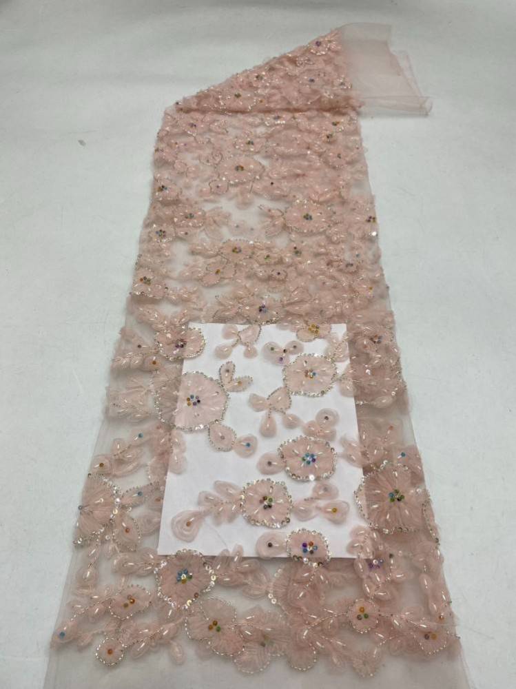5 Yards 3D Floral Beaded Lace Fabric