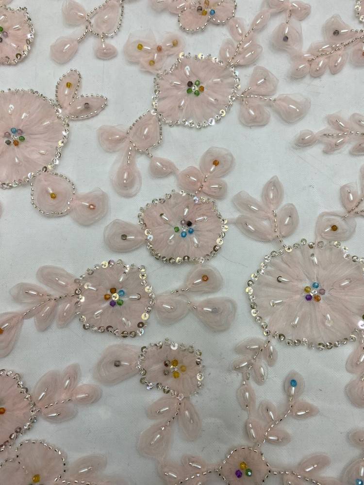 1 Yard 5 Yards Multi-Color Sequined Beaded Embroidered Lace Material Fabric TDD438
