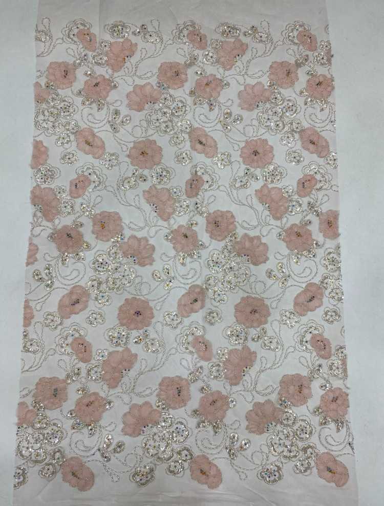 5 Yards Beaded 3D Floral Lace Material Fabric