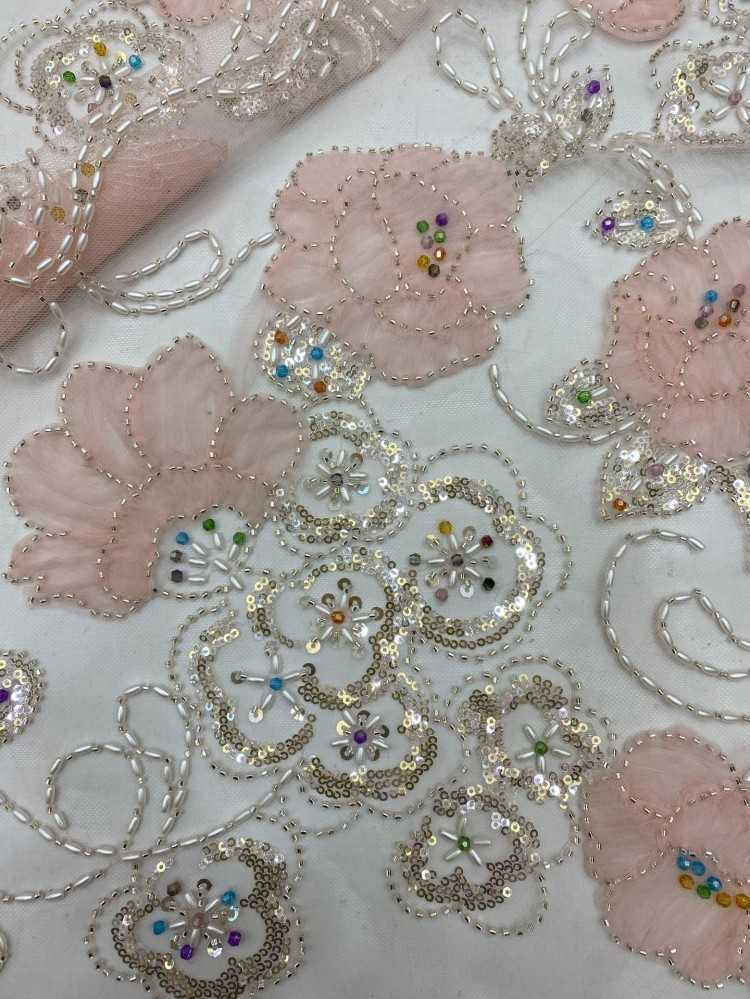 1 Yard 5 Yards Multi-Color Sequined Beaded Embroidered Lace Material Fabric TDD439