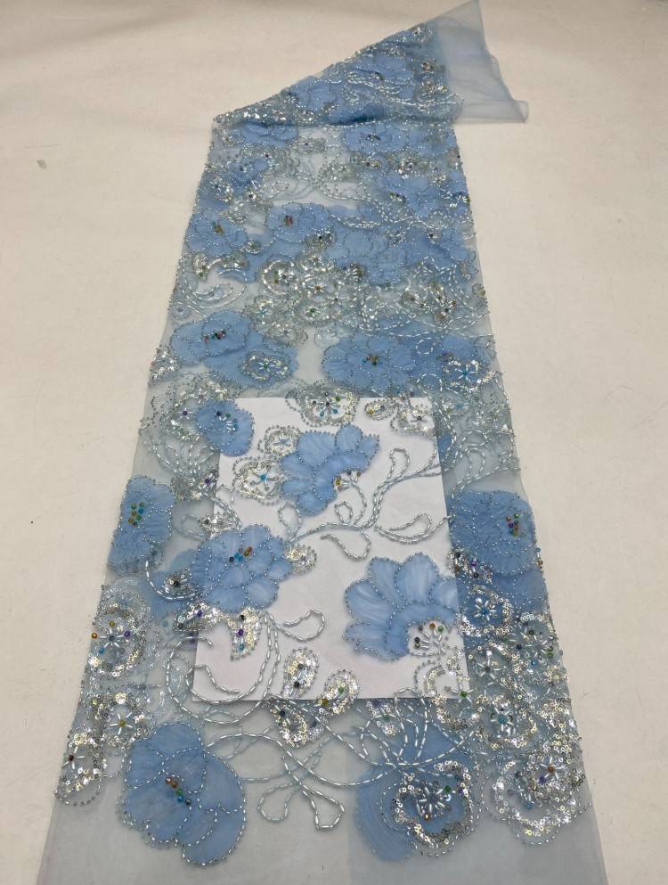 1 Yard 5 Yards Multi-Color Sequined Beaded Embroidered Lace Material Fabric TDD439