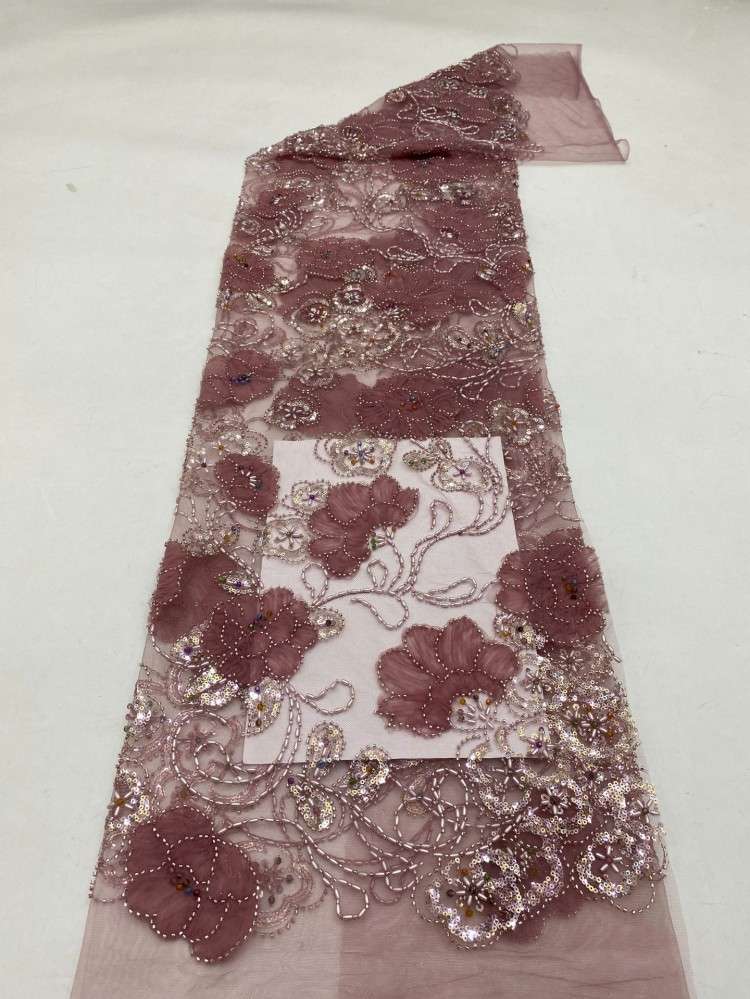 1 Yard 5 Yards Multi-Color Sequined Beaded Embroidered Lace Material Fabric TDD439