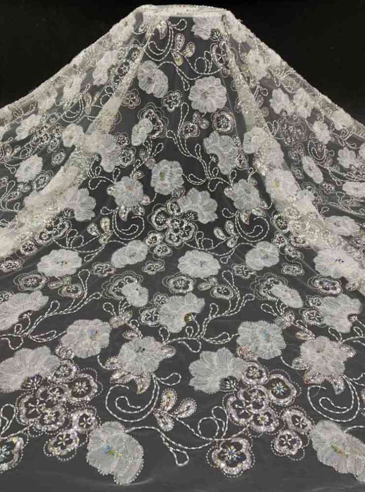 1 Yard 5 Yards Multi-Color Sequined Beaded Embroidered Lace Material Fabric TDD439