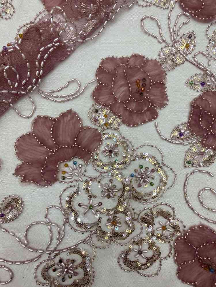 1 Yard 5 Yards Multi-Color Sequined Beaded Embroidered Lace Material Fabric TDD439