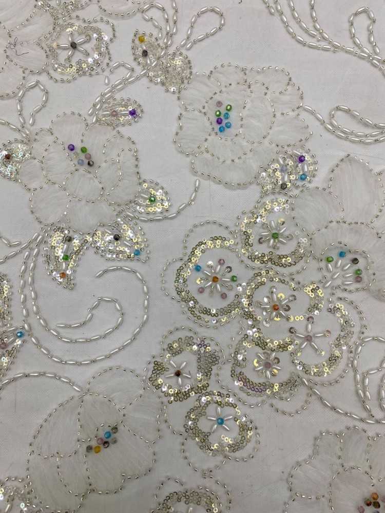1 Yard 5 Yards Multi-Color Sequined Beaded Embroidered Lace Material Fabric TDD439