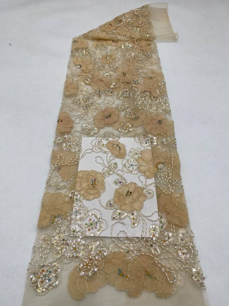 1 Yard 5 Yards Multi-Color Sequined Beaded Embroidered Lace Material Fabric TDD439