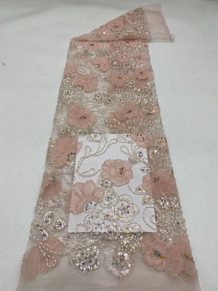 1 Yard 5 Yards Multi-Color Sequined Beaded Embroidered Lace Material Fabric TDD439