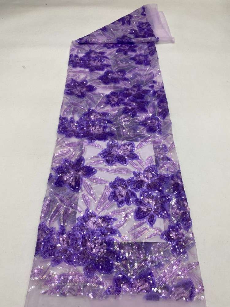 1 Yard 5 Yards Multi-Color Sequined Beaded Embroidered Lace Material Fabric TDD440
