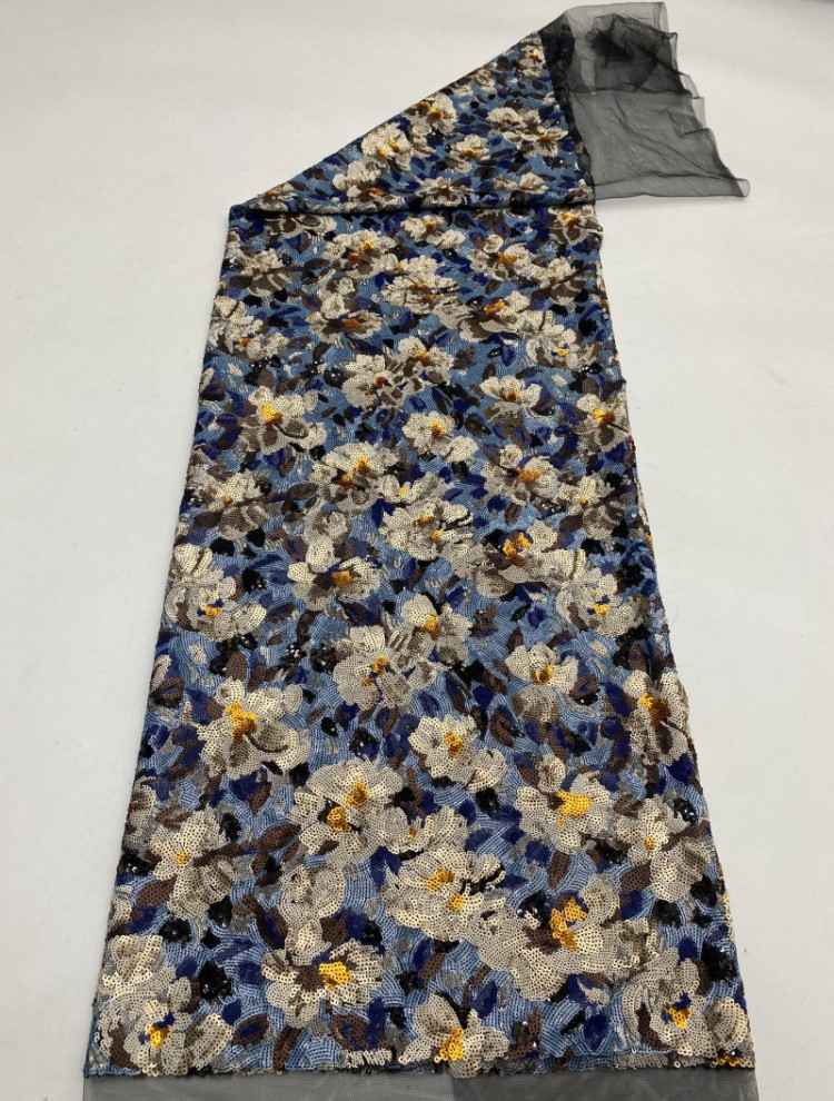 1 Yard 5 Yards Multi-Color Sequined Beaded Embroidered Lace Material Fabric TDD441