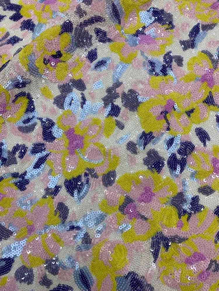 1 Yard 5 Yards Multi-Color Sequined Beaded Embroidered Lace Material Fabric TDD441
