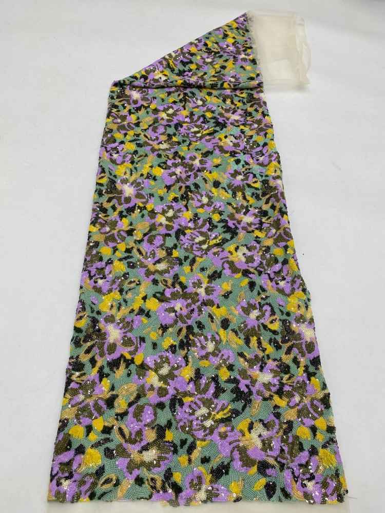 1 Yard 5 Yards Multi-Color Sequined Beaded Embroidered Lace Material Fabric TDD441