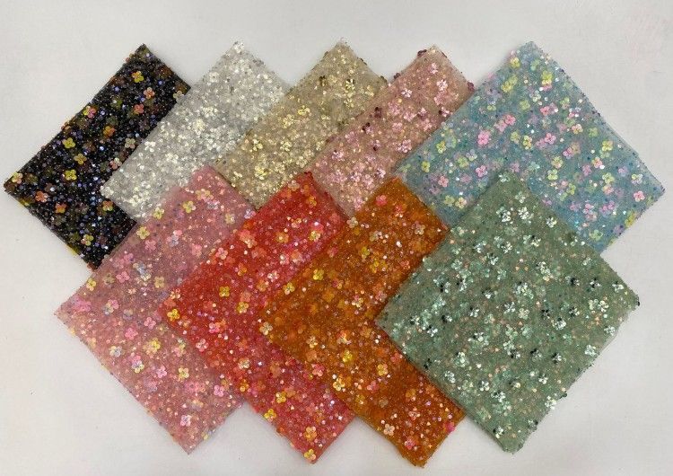 1 Yard 5 Yards Multi-Color Sequined Beaded Embroidered Lace Material Fabric TDD443