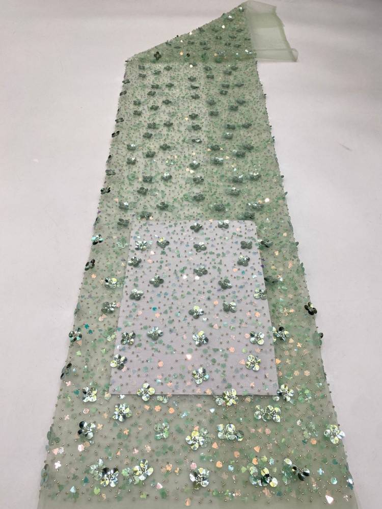 1 Yard 5 Yards Multi-Color Sequined Beaded Embroidered Lace Material Fabric TDD443